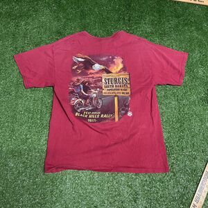 Sturgis Motorcycle Rally Red Graphic Tee Men’s XL Vintage Biker Shirt